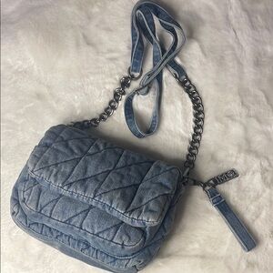 Madden Girl- Worn look Denim Quilted Shoulder Bag